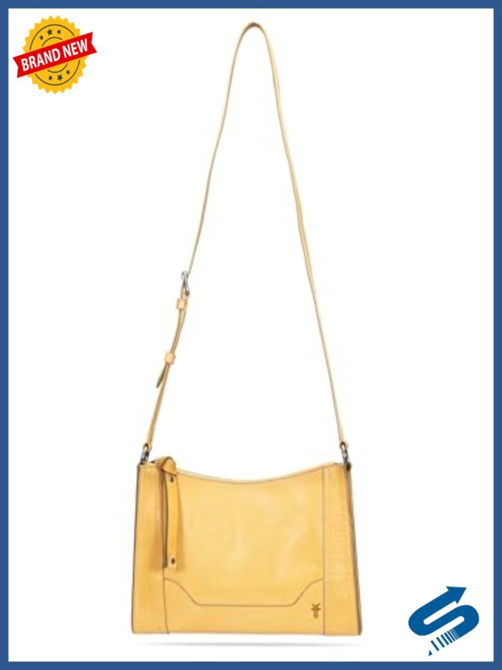 Genuine Leather Crossbody Bag with Zip Closure and Adjustable Strap